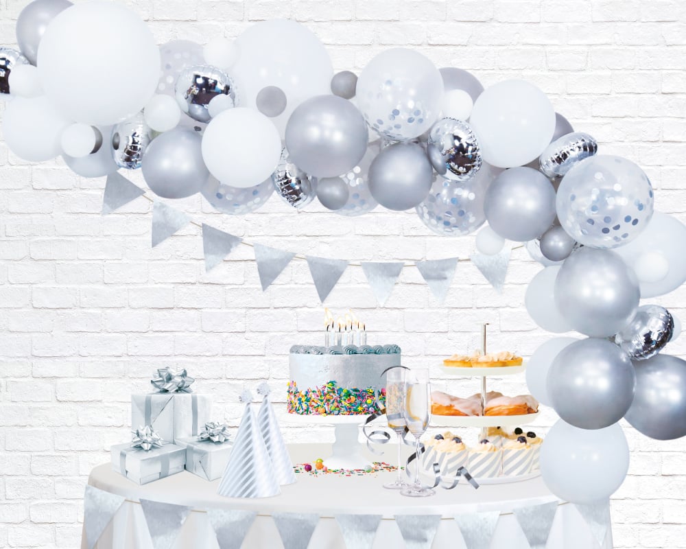 Afbeelding van Balloon Deco Kit Zilver met helium