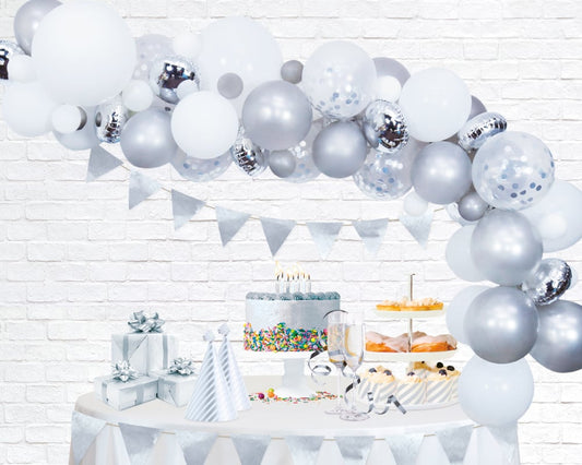Afbeelding van Balloon Deco Kit Zilver met helium