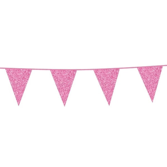 Afbeelding van Glitter vlaglijn pink 6 meter