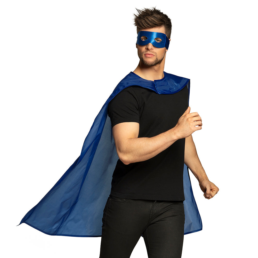 Afbeelding van Set Hero blauw (oogmasker en cape 90 cm)