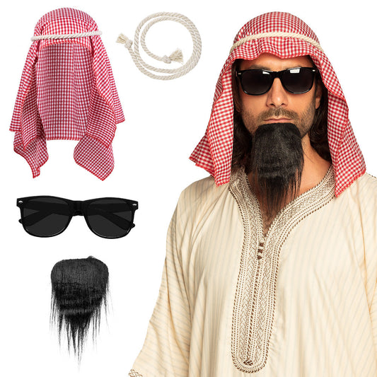 Afbeelding van Set Sjeik (hoofddoek, koord, partybril en sik)