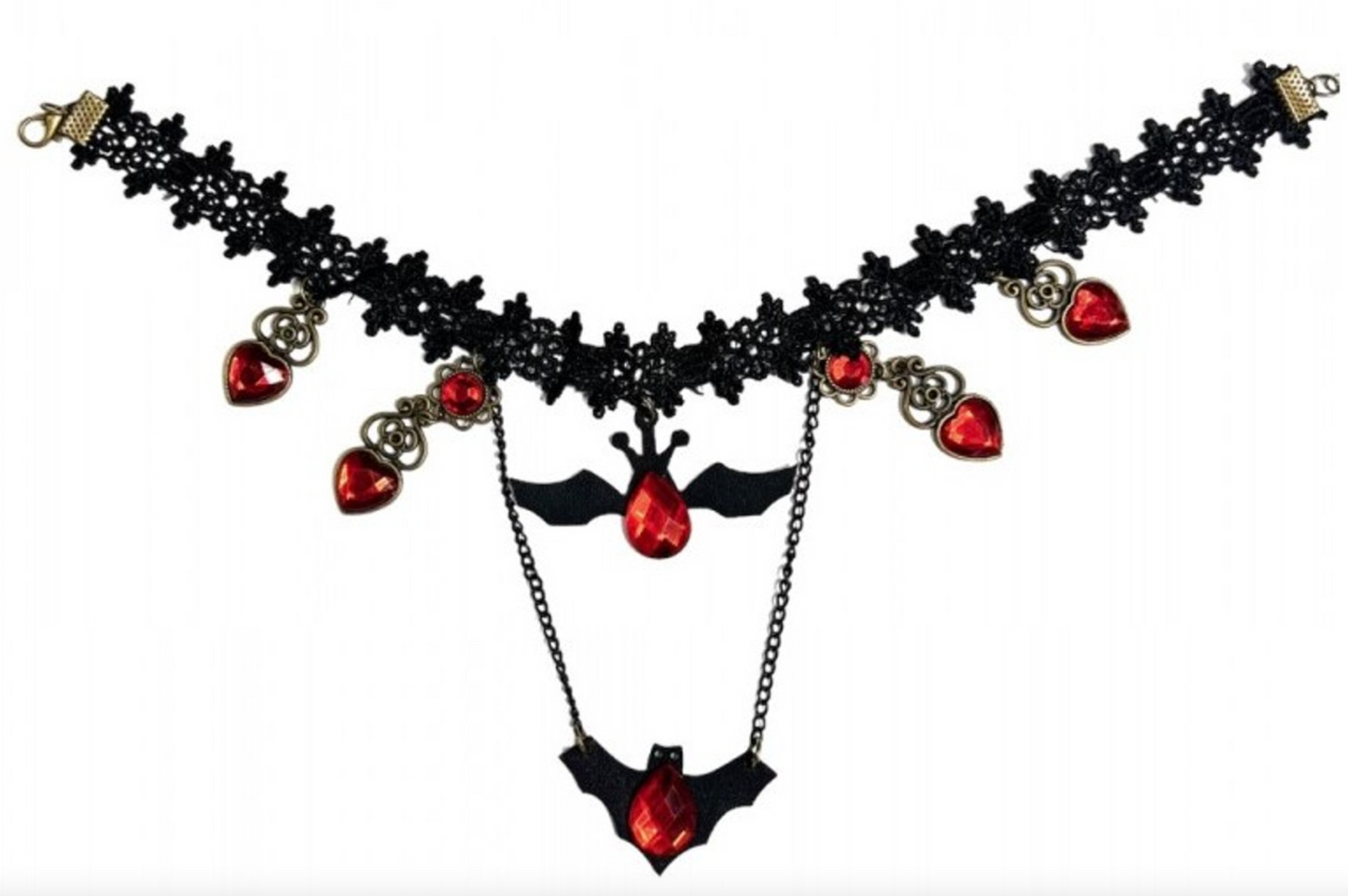 Afbeelding van Choker necklace red & bat