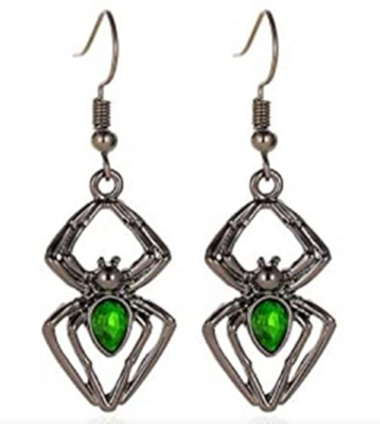 Afbeelding van Oorbellen Earrings spider grn-blk silver