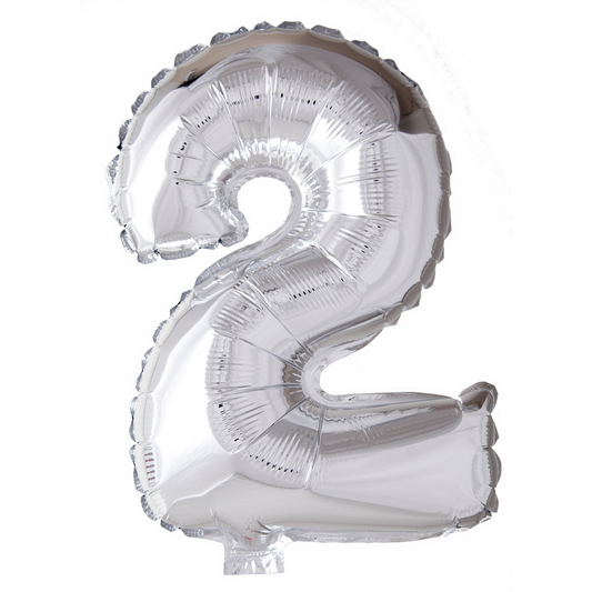 Afbeelding van Foliecijfer klein 2" zilver met helium