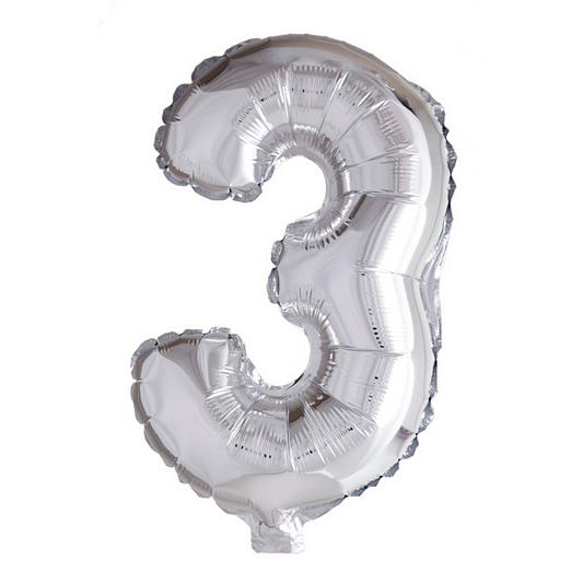 Afbeelding van Foliecijfer klein #3 zilver met helium