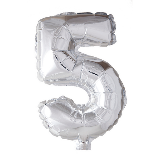 Afbeelding van Folicijfer klein #5 zilver met helium