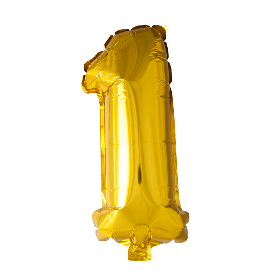 Afbeelding van Foliecijfer klein #1 goud met helium