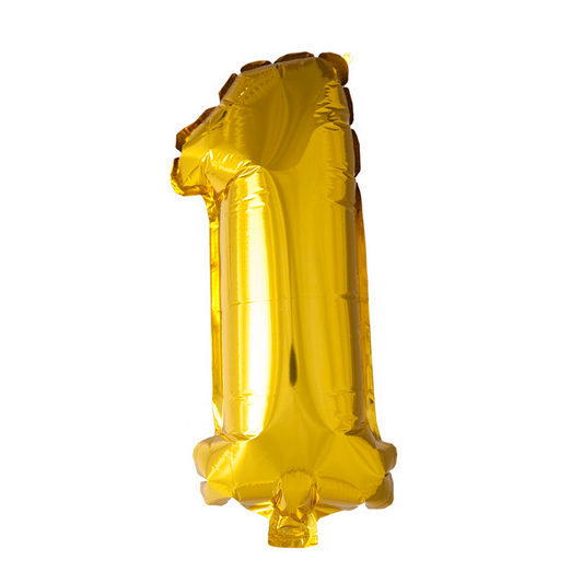 Afbeelding van Foliecijfer klein #1 goud met helium