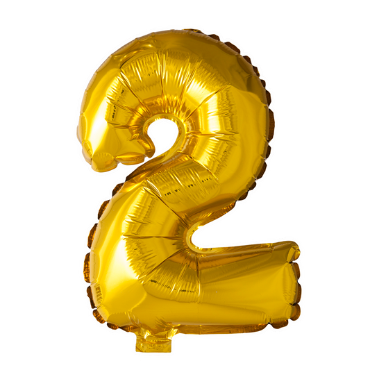 Afbeelding van Foliecijfer klein #2 goud met helium