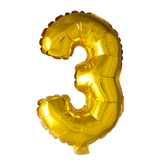 Afbeelding van Foliecijfer klein #3 goud met helium