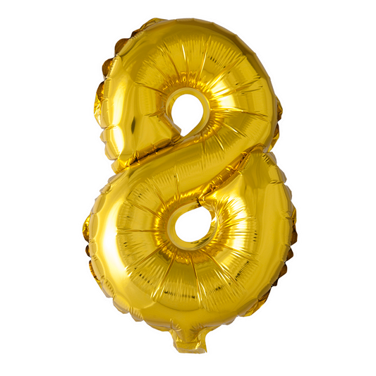 Afbeelding van Foliecijfer klein #8 goud met helium