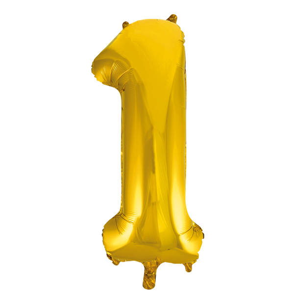 Afbeelding van Folie cijfer 1 goud groot met helium