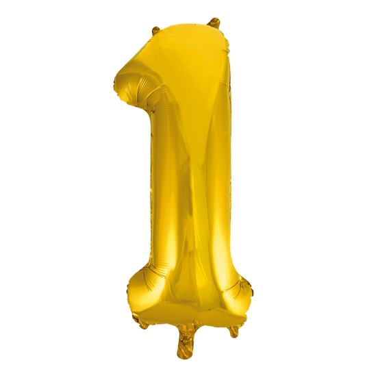 Afbeelding van Folie cijfer 1 goud groot met helium