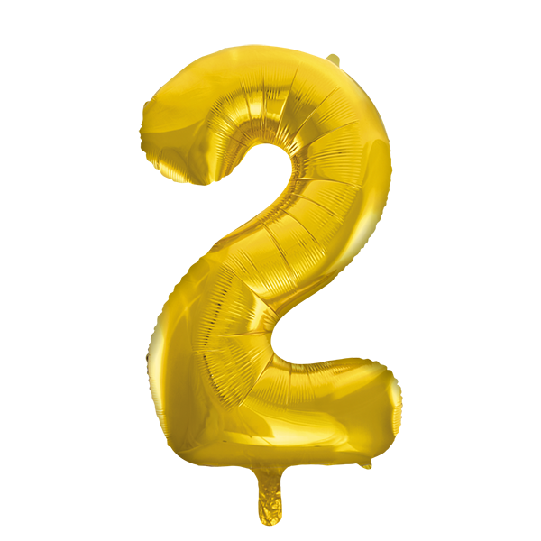 Afbeelding van Folie cijfer 2 goud groot met helium