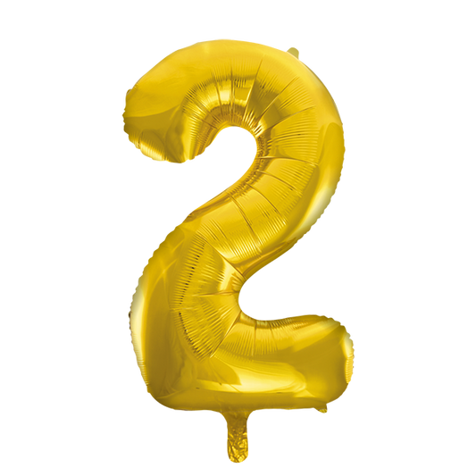 Afbeelding van Folie cijfer 2 goud groot met helium