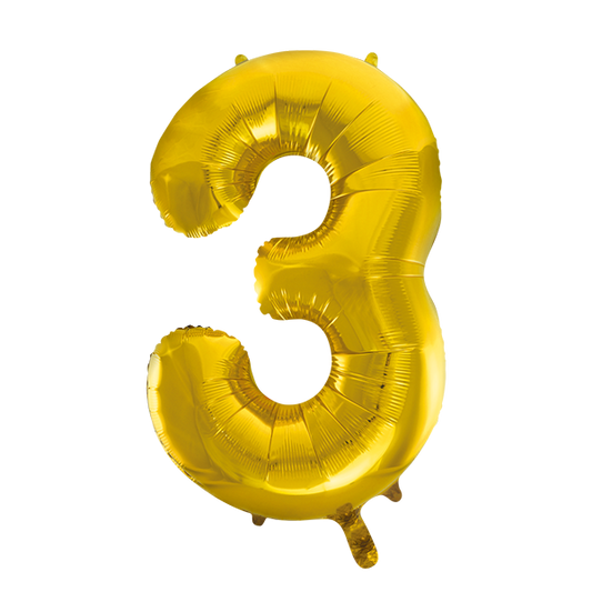 Afbeelding van Folie cijfer 3 goud groot met helium