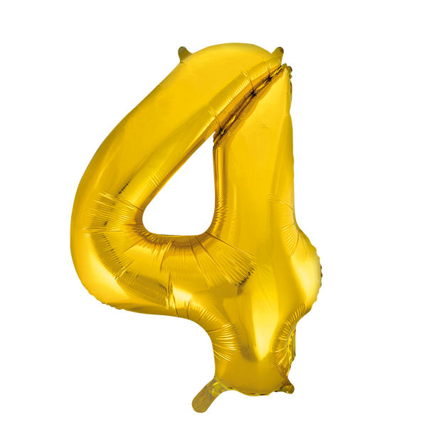 Afbeelding van Folie cijfer 4 goud groot met helium