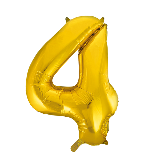 Afbeelding van Folie cijfer 4 goud groot met helium