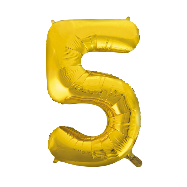 Afbeelding van Folie cijfer5 goud groot met helium