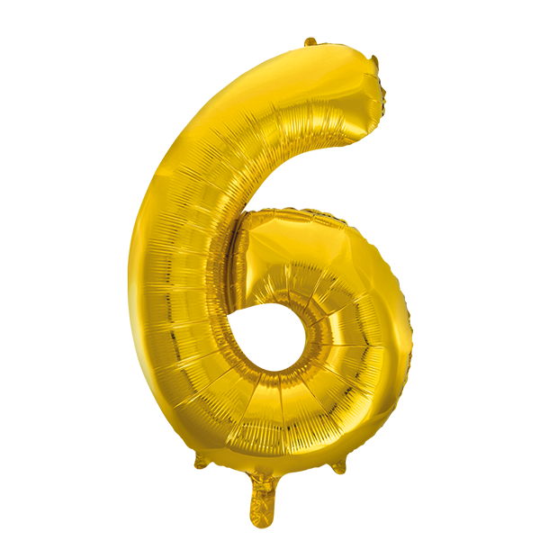 Afbeelding van Folie cijfer 6 goud groot met helium
