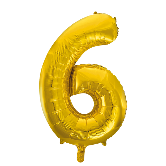 Afbeelding van Folie cijfer 6 goud groot met helium