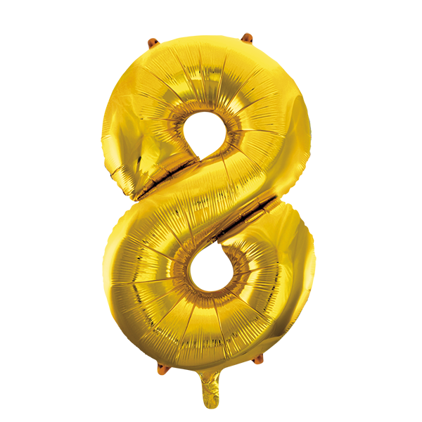 Afbeelding van Folie cijfer groot 8 goud met helium