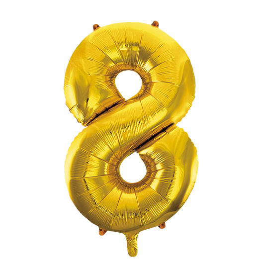 Afbeelding van Folie cijfer groot 8 goud met helium