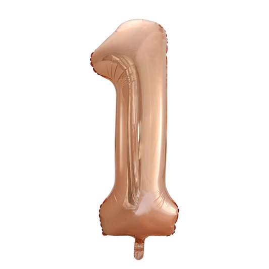 Afbeelding van Foliecijfer 1 rose gold met helium