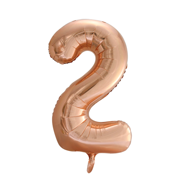 Afbeelding van Folie cijfer 2 rosegold groot met helium