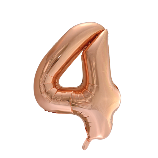 Afbeelding van Folie cijfer 4 groot rosegold met helium
