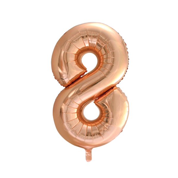 Afbeelding van Folie cijfer 8 rose-gold groot met helium