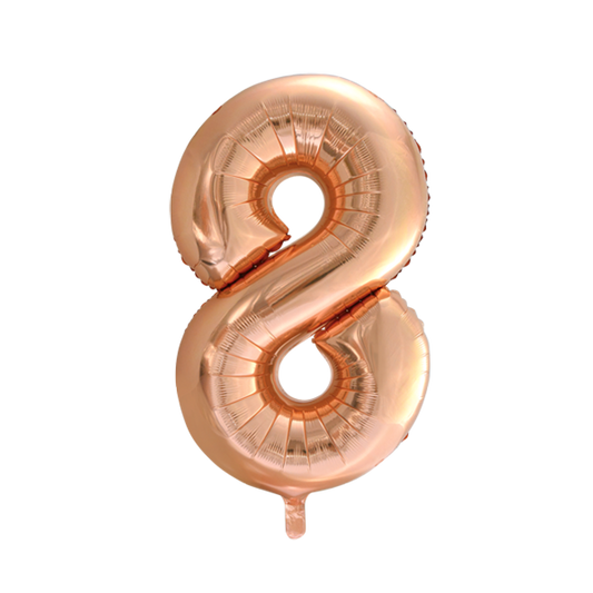 Afbeelding van Folie cijfer 8 rose-gold groot met helium