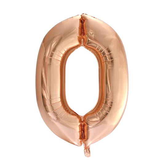 Afbeelding van Foliecijfer "0" 86cm.Rosegold gl met helium