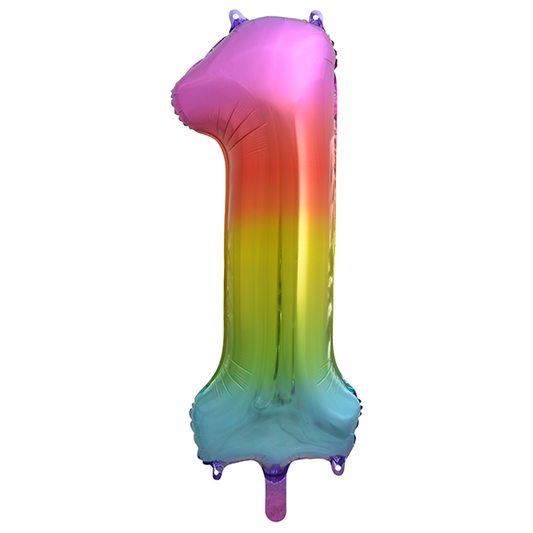 Afbeelding van Foliecijfer groot #1 multicolour met helium