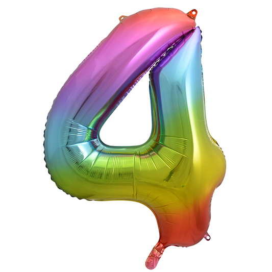 Afbeelding van Folie cijfer groot 4 regenboog met helium