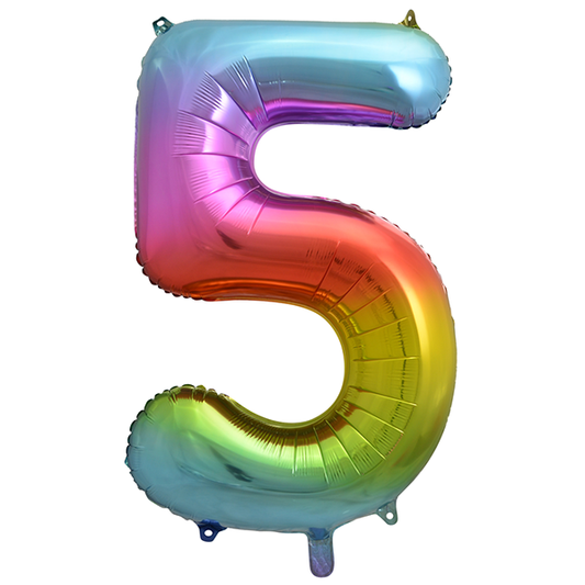 Afbeelding van Folie cijfer 5 rainbow groot met helium