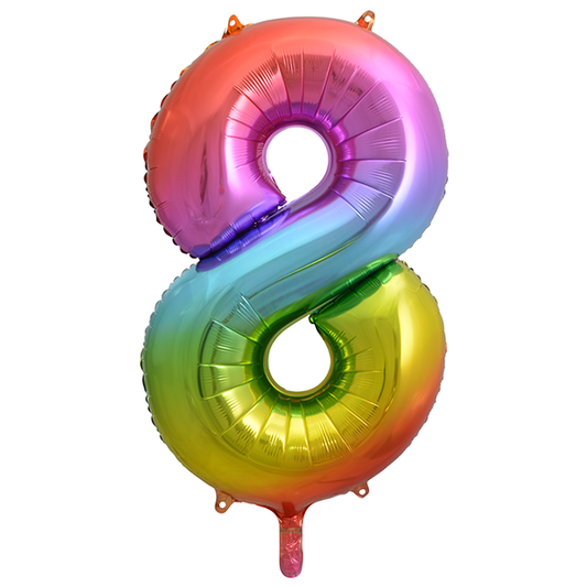 Afbeelding van Foliecijfer groot #8 Multi colour met helium