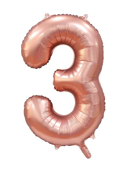 Afbeelding van Foliecijfer groot 3 rosegold met helium