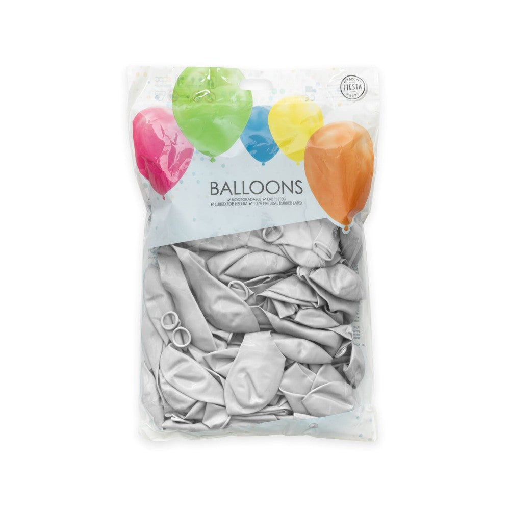 Afbeelding van Ballonnen Metallic zilver 50 stuks