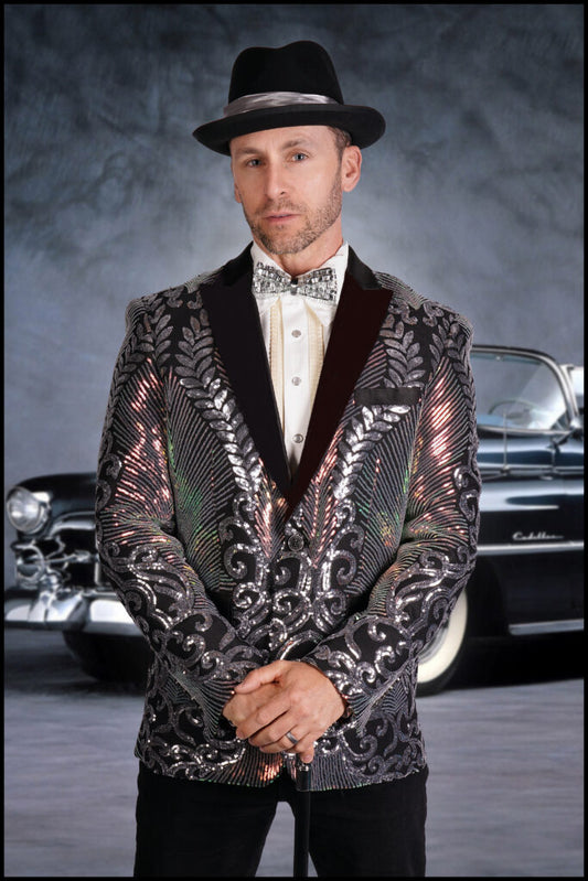 Afbeelding van Blazer Sequins zilver-Oranje L