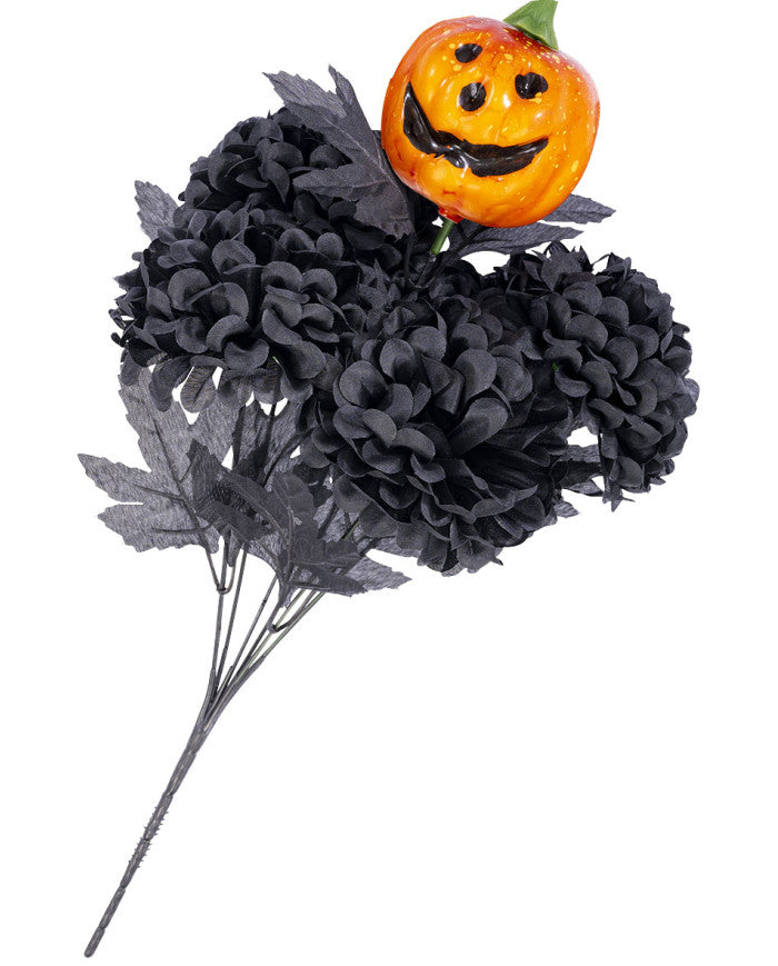 Afbeelding van Bos zwarte Chrysanten met pompoen