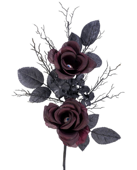 Afbeelding van Bosje bordeaux  rozen met ogen