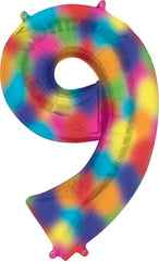 Afbeelding van Cijferballon Groot #9 Regenboog met helium