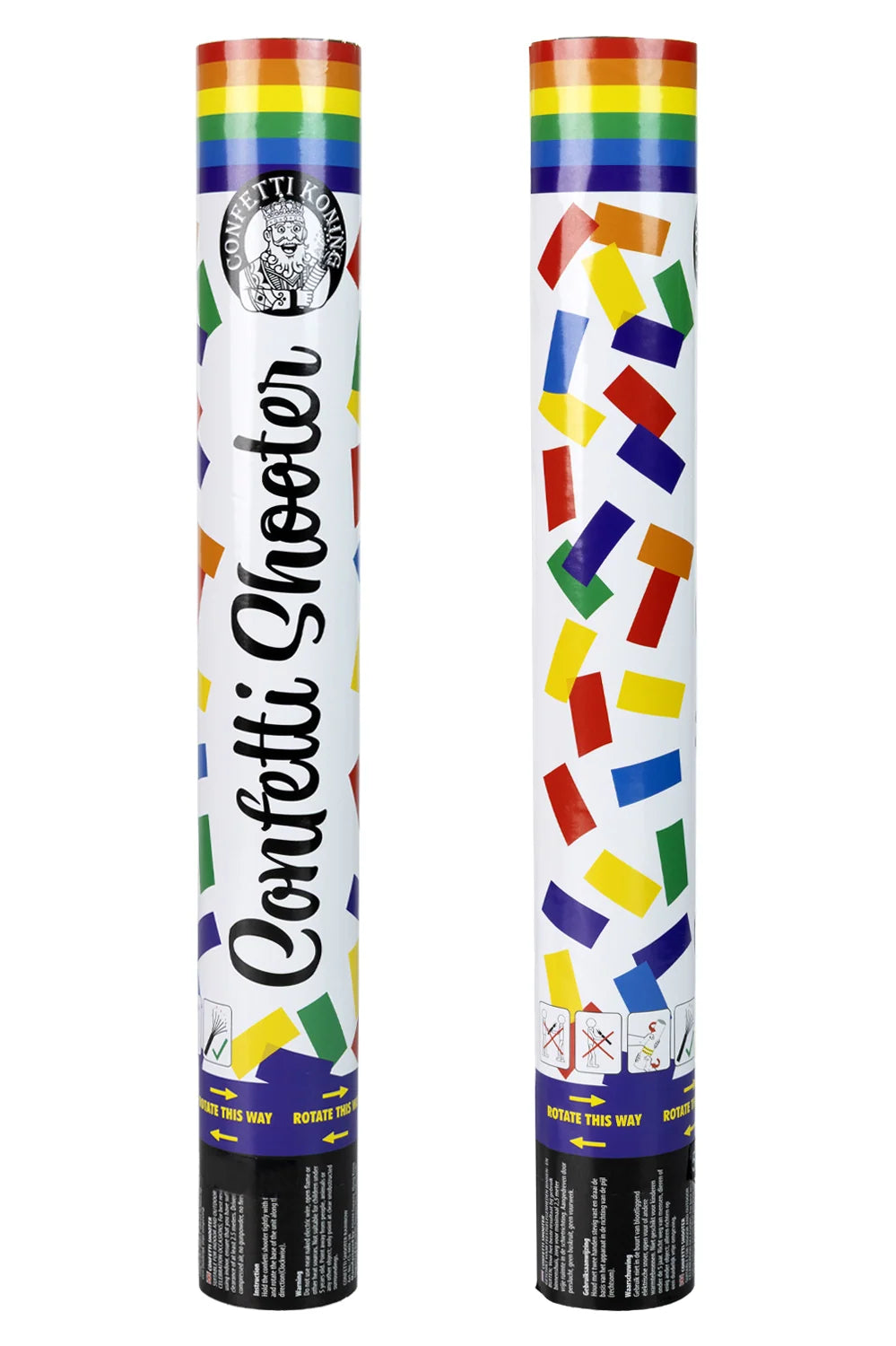 Afbeelding van Confetti shooter 38 cm - papier regenboog kleuren