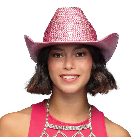 Afbeelding van Cowboy hoed Tomorrow roze bling
