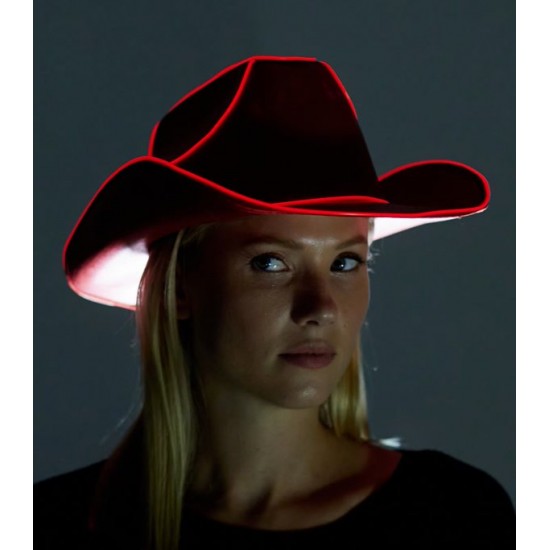 Afbeelding van Cowboy hoed rood met licht