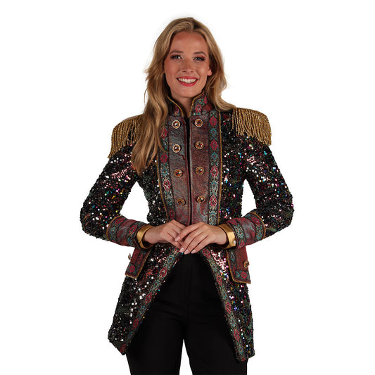 Afbeelding van Dames jas sequin party kleuren mix S
