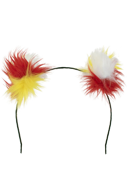 Afbeelding van Diadeem pluche bol rood-wit-geel