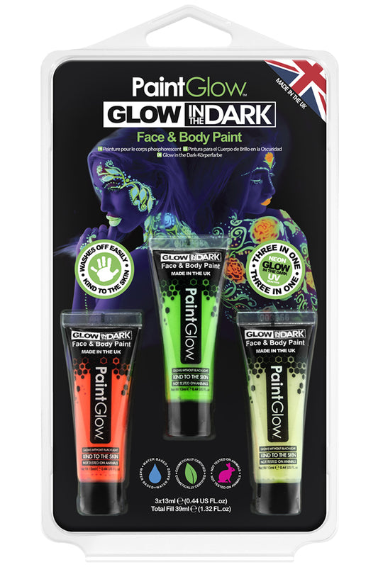 Afbeelding van Face paint Glow  blister 3 tubes