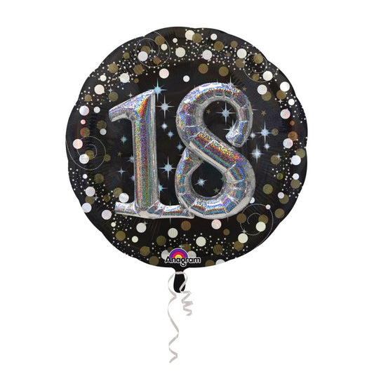 Afbeelding van Folie 18 jaar zwart zilver met helium